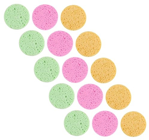 GALPADA 15Pcs Rounded Makeup Pad Face Cleaning Puff Simple Blenders Sponges for Home or Salon