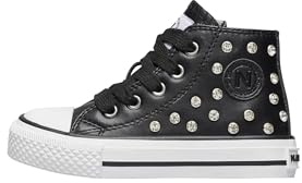 Naturino Sneakers Alte in Pelle con Strass, Nero 36