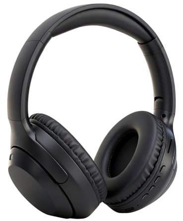 Ouitble Cuffie Bluetooth over-ear, bassi profondi, senza fili, con slot per schede Micro SD, stereo Hi-Fi, pieghevoli, Bluetooth 5.3, per viaggi, ufficio, sport, cellulare, PC (nero)