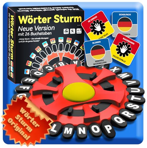 Merrwon Wörter Sturm Spiel,Buchstaben-Wortspiele,Gesellschaftsspiele für Erwachsene und Kinder,Schnell und Verrückt,2 bis 8 Spieler,Brettspiele ab 8 Jahren,Familienspiel Partyspiele (Rot)