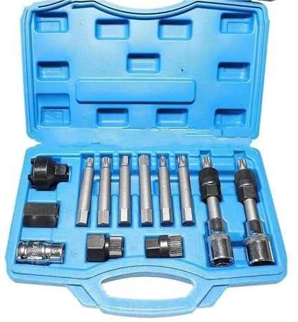 ZGHQHCDRH Stoßdämpfer Werkzeug Universal Lichtmaschine Freilauf Riemenscheibe Entfernung 13 Teile/Satz Motor Auto Werkzeug Set Auto Gürtel Schlüssel