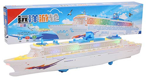 LUCKDANO Elektrisches Musikschiffbootspielzeug mit Lichtern Sound Effect Auto Richtung Verstellbares Boot Spielzeug mit Farbenfrohen Lichtern für Im Alter von 3+
