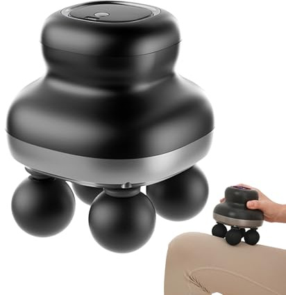 Bvizyelck Macchina Per Massaggi, Strumento Manuale per Massaggio a 4 Testine, Massaggiatore Multifunzionale Manuale a Velocità per Anca, Gomito, Collo, Gamba e Vita Chiropratico per Rilassamento