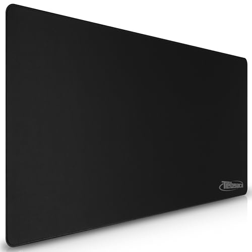 Tebgaca Gamingmusmatta 900 x 400 mm, XXL, storformat, halkfri, vattentät, skrivbordsunderlägg, precision, spelmatta för spel och kontor, svart