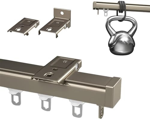 Aluminium-Vorhangschiene, 0,5–6 m, Decken- oder Wandmontage, Schienensystem für Pergola- und Outdoor-Badewannen-Vorhänge, goldfarben, 380 cm – langlebig, einfache Installation