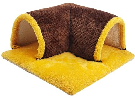 ALCXAZS Tunnel pour cobaye, cachette en Peluche résistante pour Plus de Confort et de sécurité Pendant Les Jeux. Maison pour cobaye, cachette pour Petits Animaux, Tunnel pour Hamster, Couleur Café