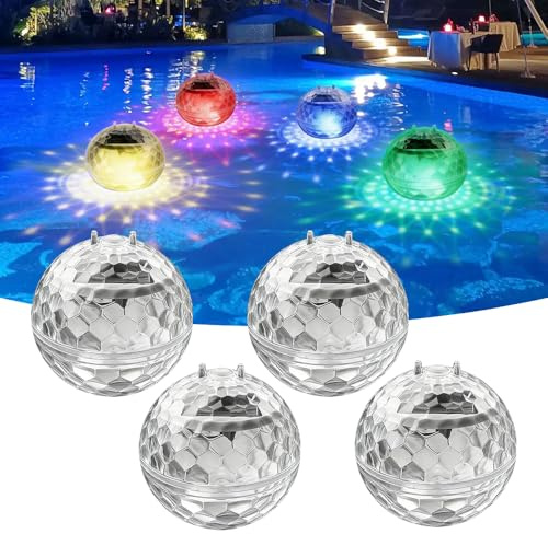 Hojalis 4PCS Solar Schwimmende Poolbeleuchtung, Solar Schwimmende Pool Licht Mit 7 Rgb Farbwechsel, LED Pool Lichter Schwimmend, SolarPoolbeleuchtung Schwimmendes Für Schwimmbad Pools,Party,Teiche