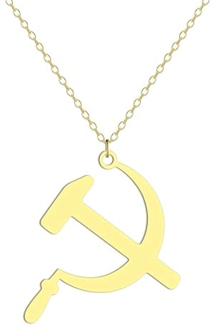 NHTISGRUE Colgante de martillo y hoz para mujeres, cadenas de collar hueco de colgante para niñas, regalo de joyería