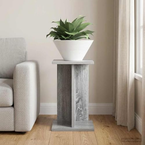 Ordellia Soporte para plantas Sonoma gris de madera 25 x 25,5 x 40,5 cm, estante para plantas para salón, soporte para flores, escalera, soporte para macetas para interiores y decoración