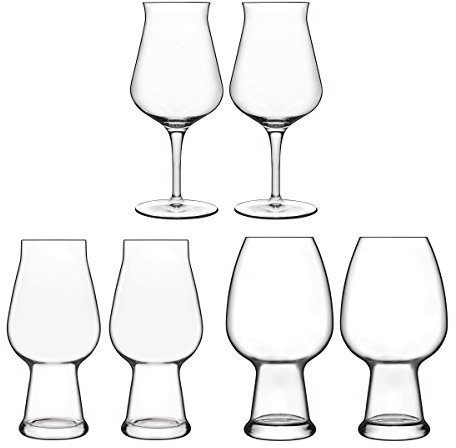 Luigi Bormioli - Birrateque Crystal Glassware - Beer Glasses - Dishwasher Safe - Made in Italy - Set of 6 glasses, Wheat 2 x 780ml, IPA 2 x 540ml, Beer 2 x 420ml