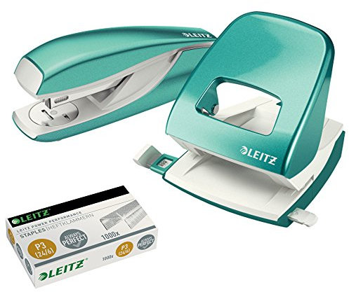 Leitz 5008 NeXXt Series Bürolocher, Metall, bis zu 30 Blatt (Set ? eisblau)