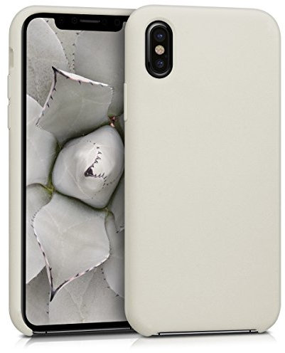 kwmobile Hülle kompatibel mit Apple iPhone X Hülle - Silikon Handy Case - Handyhülle weiche Oberfläche - kabelloses Laden - Beige