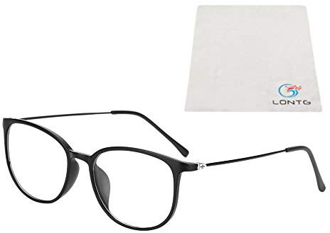 Retro Brille ohne stärke Student Slim-Brille Damen Herren Nerdbrille Linsen Brillenfassung clear lens Dekobrillen modisch rund Streberbrille Strahlenschutz lesebrille für Computer PC mit Brillenetui