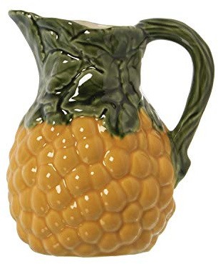 DRW Carafe en céramique avec raisins jaunes et verts 21 x 18 x 23 cm