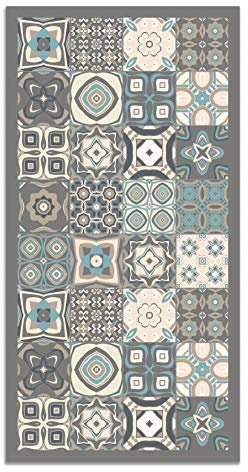 Panorama Tapis Vinyle - Modèle Carreaux Ciments Bleu 60x110 cm - Différentes Tailles - Deco Maison, Cuisine, Chambre et Exterieur