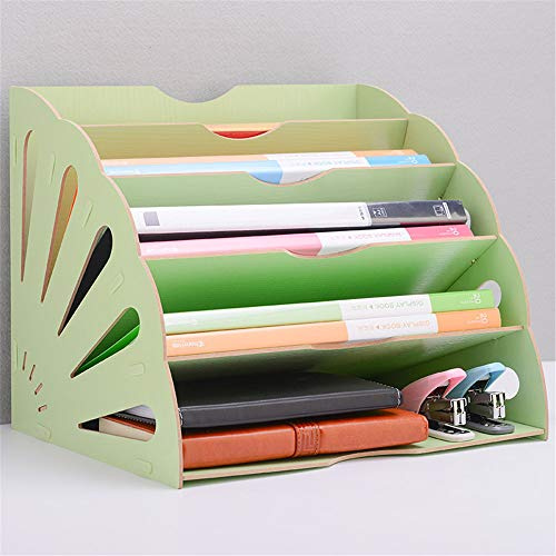 Dokumentenablage Holz, Büro A4 Ablage Postablage Schreibtisch Organizer Briefständer Box Für Magazine, Papiere und Dokumente (Grün)