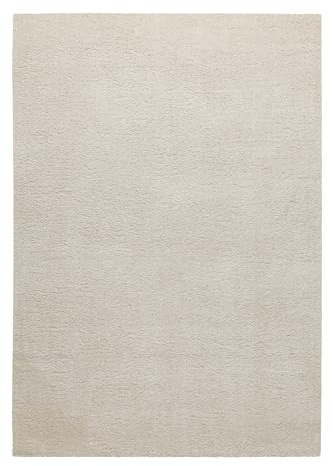 Wecon Home, Moderner Hochflor Teppich - Läufer im Berber Style für Wohnzimmer, Flur, Schlafzimmer Studio Zero (80 x 150 cm, Creme beige)