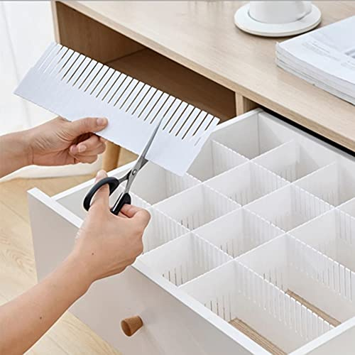 TOP-MAX Schubladeneinteiler, 38 x 7 cm, Kunststoff, verstellbar, für Badezimmer, Küche, Büro und Schlafzimmer, Weiß, 10 Stück