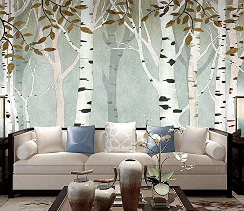 Papier Peint 3D Intissé Forêt Verte Rétro Vintage Belle Papier Peint Panoramique 3D Moderne Décoration Murale 350cmX250cm