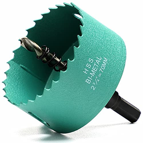 Seghe a Tazza Bi-Metallica 70mm, M42 HSS Sega A Tazza Trapano Punta Elicoidale Foro per Iron Alluminio, Legno, Cartongesso, Tubi, Plastica, Pannelli di Fibra/Verde