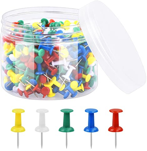 KYSUN 400Pcs Kreativ Dekorative Reißzwecke, Bunte Reißzwecken, Mehrfarbig Reißnagel, Reissnägel, Heftzwecken, Pinnwandnadeln für Wandkarten, Fotos, Bulletin Board oder Kork Boards