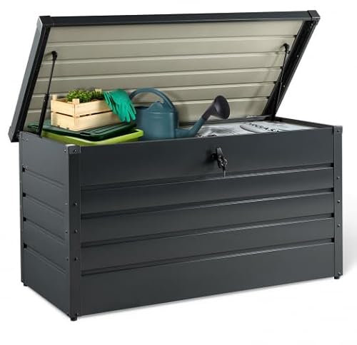IDMarket - Baule Contenitore Metallico con Serratura Grigio Antracite per Giardino 350L