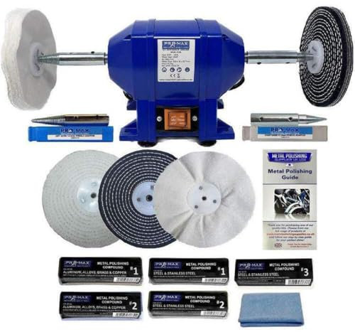 Bench Grinder Metal Polisher 6 250W with 6 Metal Polishing Kit - Pro-Max