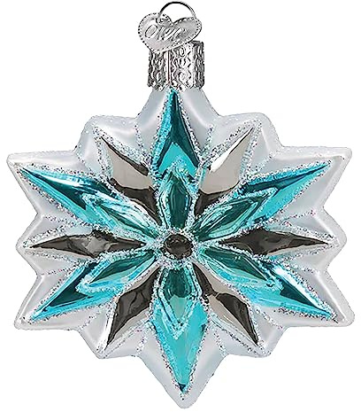 Old World Christmas Snowflake Glass Blown Ornament for Christmas Tree, Handcrafted Holiday Decoration, Holiday Collection
