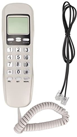Yoidesu Telefono con Filo, Piccolo Telefono Fisso con Cavo, Display LCD con Ricomposizione Flash Telefono con Cavo, Telefoni per Anziani, Linea Fissa Adatta per L'home Office(Bianco)