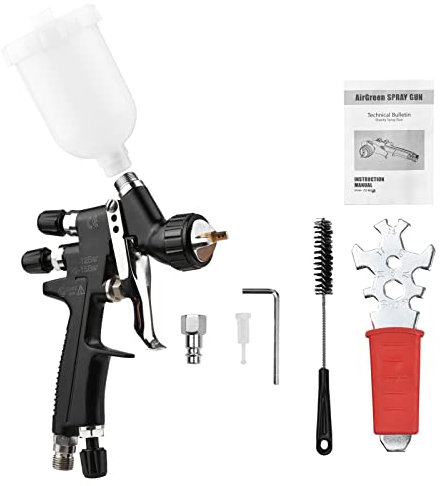 SHUBIAO HVLP 1.0mm Air Spray Gun Kit 250cc Fluid Cup Gravity Feed Air Paint Sprayer Mini Handheld 360-degree Paint Spraying Gun for Car Furniture Surface Wall Painting DIY Models, Black
