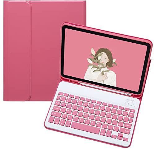 YEEHi Color Keyboard Case for iPad 6th/5th Generation 9.7, Air ＆ Air 2, iPad Pro 9.7 inch Case with Cute Magnetic Detachable Bluetooth Keyboard Cover (Dark Pink)