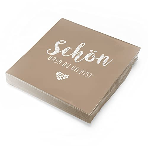 itenga große Servietten Schön dass du da bist aus AIRLAID Linclass - stoffähnlich - 40 x 40cm - für Kommunion Konfirmation Hochzeit Taufe und andere Feiern (36, latte macchiato)