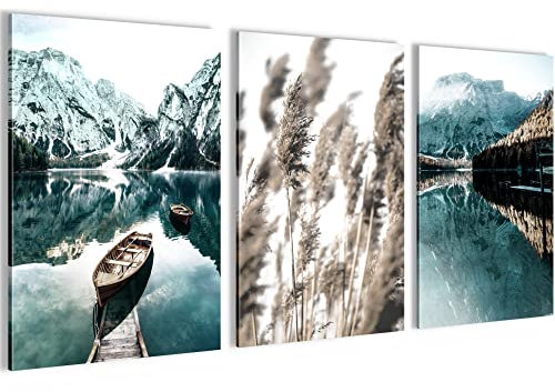 Novart Set di Decorazione da Parete con Quadri Set di Montagne e Natura Cuadri - PRONTO PER ESSERE APPESO - Non Necessita di Cornice - Camera da Letto Salotto Cucina - N006236a