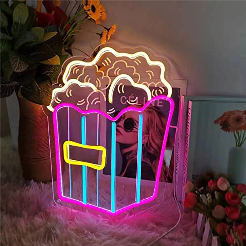 Led Deko Neon Schild Neonlicht Schriftzug Fastfood Leuchtreklame Led Schild Wanddeko Neonlicht Für Schlafzimmer,Esszimmer, Hochzeit, Party, Bar Neon Reklame,Popcorn