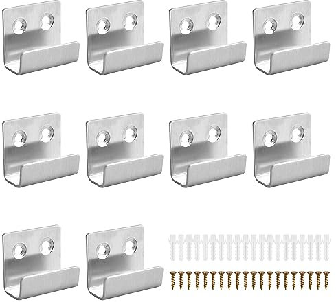 10 Piezas Gancho de Acero Pesado, Gancho de Pared Resistente de Baldosas de Cerámica, Soportes en U para Espejo Baño Cocina Garaje (Acero inoxidable)