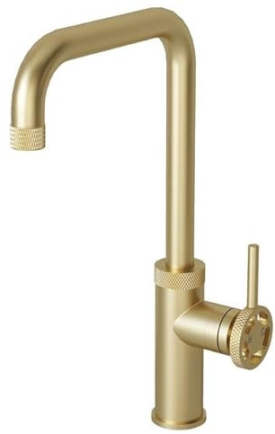 Liquida LB419BR Industrial Style Single Lever Brushed Brass Kitchen Mixer Tap