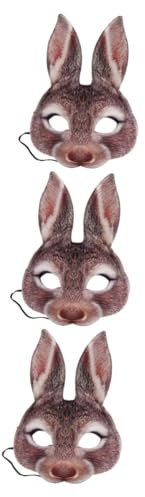 Toyvian 3st Maskenball Masken Karnevalshasenmaske Tiermaske Mit Halbem Gesicht Hasenohrmasken Kaninchen Maskerade Maske Halloween-party-masken Osterhasen-masken Erwachsener 3d Kleidung