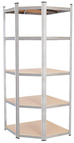 Tronitechnik® Schwerlastregal, Kellerregal, Lagerregal, 40 x 40 x 70 x 70 x 180 cm, Regal mit Stahlgestell, jeweils bis 875 kg belastbar, 5 verstellbare Ablagen, silbern