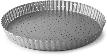 LACOR - 68783 - Tortiera Crostata, Stampo Crostata, Stampo Riccio, Forato, Acciaio al Carbonio, Senza PFOA, Antiaderente, Adatto al Forno, Adatto al Congelatore, 26 cm