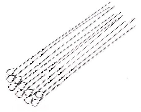SePkus Brochettes de Kebab, 10 pièces Broche Plate Aiguille à rôtir Nourriture Camping Pique-Nique Aiguille à légumes BBQ Barbecue en Acier Griller Kebab brochettes Plates
