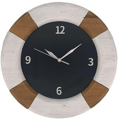 abc HOME | Wanduhr Rettungsring | maritim | Quarzuhrwerk | batteriebetrieben | 40 cm Ø