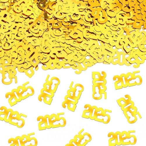 MARFOREVER Coriandoli dorati 2025, coriandoli glitter oro classe del 2025 lamina metallica da spargere da tavolo per decorazioni per feste di laurea 2025 Congratulazioni Grad 2025 Forniture per feste