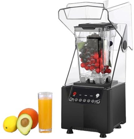 Macchina per frullati commerciale con frullatore a cappuccio 1800 W, 6 lame, macchina per frullati tritaghiaccio completamente automatica regolabile a 5 velocità