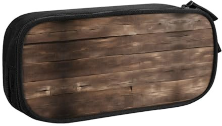 DRTGEDS Rustikales Federmäppchen aus Holz, großes Fassungsvermögen, Stiftetasche, Schreibwaren-Tasche, Stifteetui für Büro, Schwarz , Einheitsgröße, Sportlich