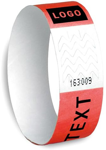 Eintrittsbänder personalisiert, Tyvek 19 mm, s/w bedruckt, für Festivals, Events, Kontrolle, Partys (rot, 200)