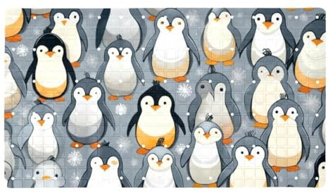 Niedliche Mini-Pinguin-Gruppe, rutschfeste Badewanneneinlage, Bodenmatte, schnell trocknend und extra lang, perfekt für Erwachsene, Frauen und Familie, sicher und leicht zu reinigen