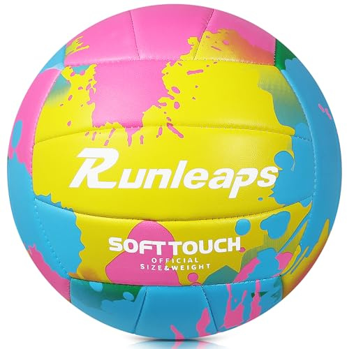 Runleaps Soft Volleyball Official Size 5 Waterproof Sand Sports PU Ball