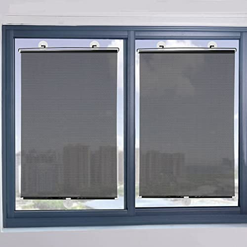 Thermorollo Verdunkelungsrollo Grau ， Mobile Sonnenschutzrollos, Balkonverdunkelungsrollos, Sichtschutz(40x125cm/15.7x49.2in)