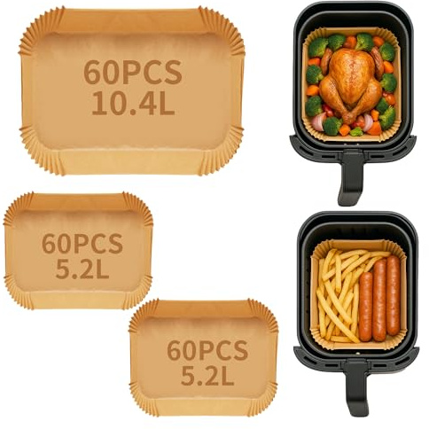 180 pcs Backpapier für Ninja Foodi FlexDrawer Dual Zone AF500EU 10.4L&10L Heißluftfritteuse,5.2L/10.4 Airfryer Backpapierfür Heißluftfritteuse für Ninja AF500EU AF500EUCP, Cecotec 9000