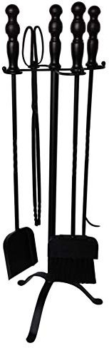 Juego de 5 herramientas F tradicionales de hierro forjado y bronce, accesorios para estufa de leña y carbón, 75 cm